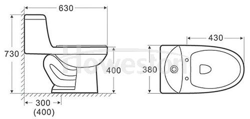 Sifonisch toilet uit één stuk 9033